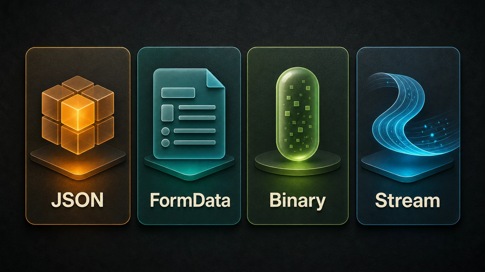 Illustration von Body APIs für Bun.js: JSON, FormData, Binary und Stream