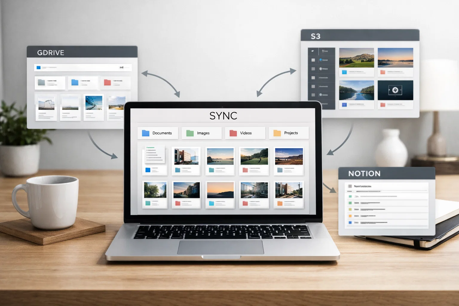 Інтеграції: GDrive, S3, Notion для організації контенту