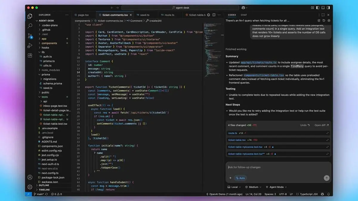 Codex workflow inside VS Code or Codex extension interface