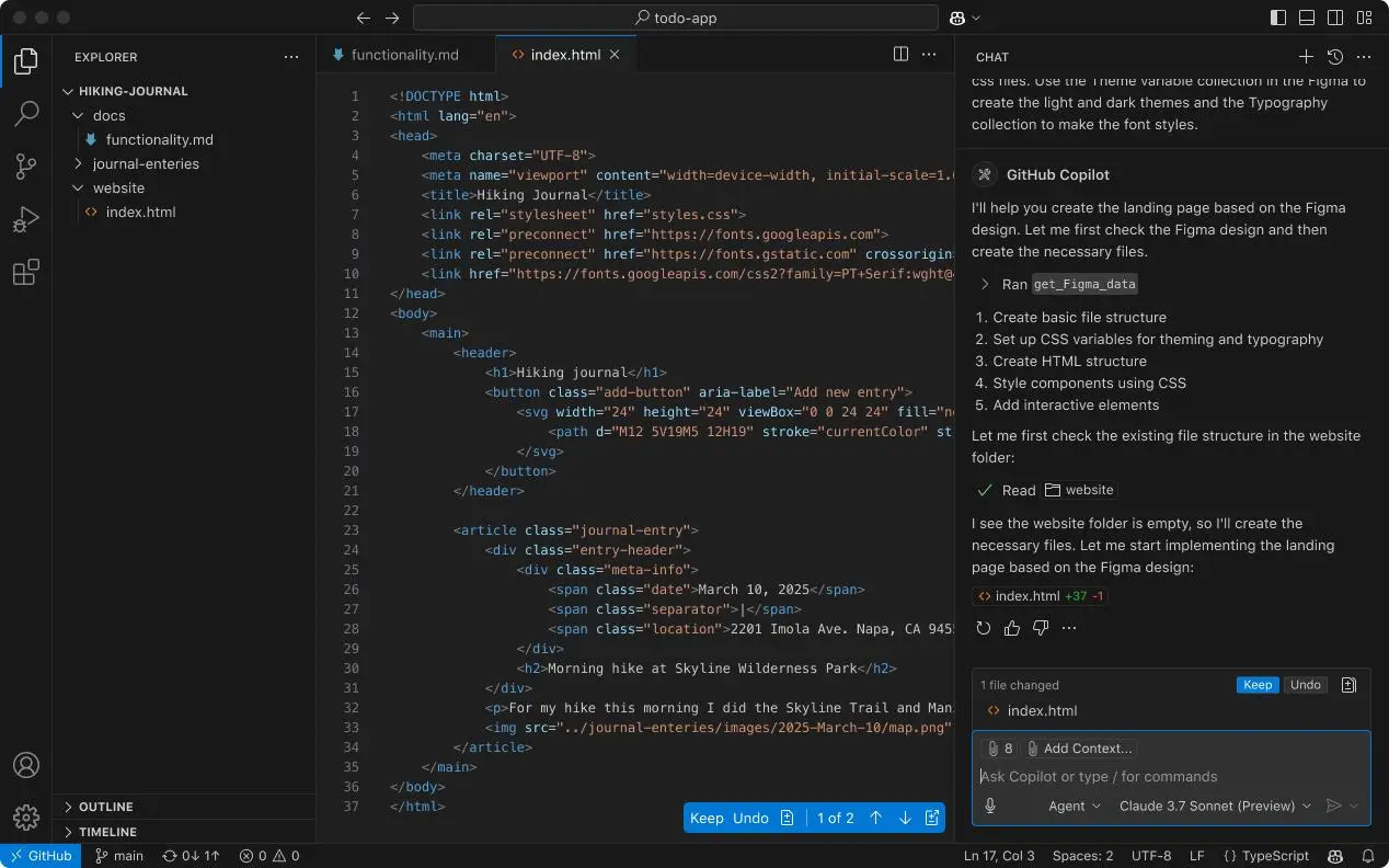 GitHub Copilot extension page or Copilot agent workflow inside VS Code