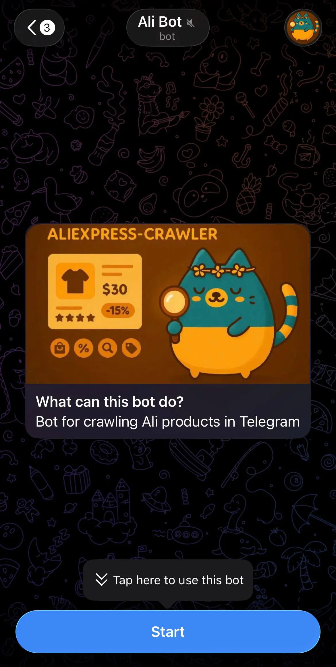 AliExpress Crawler Telegram bot preview
